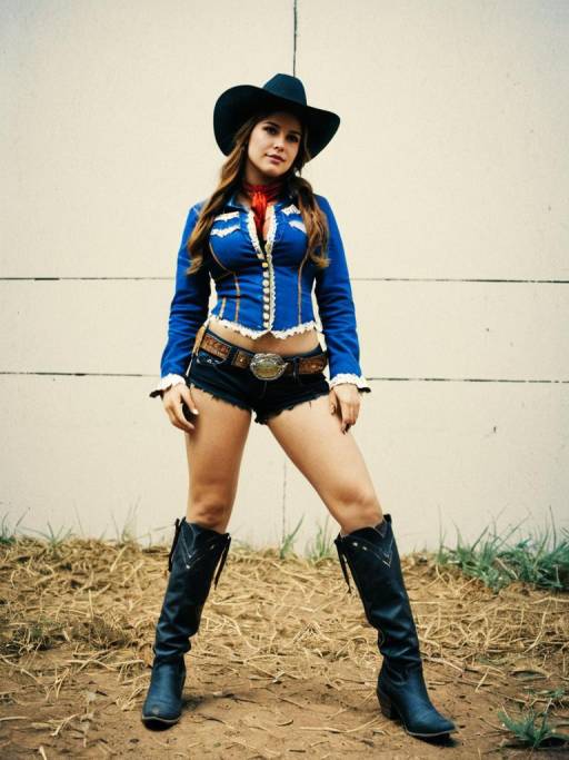 Woman in Cowgirl Costume with Hat and Boots