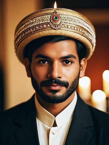 Solo Portrait of Groom in Indian Wedding