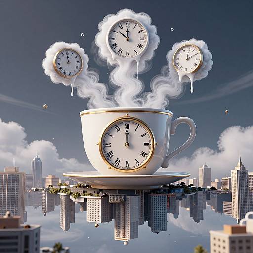 Surreal Clockwork Teacup Cityscape