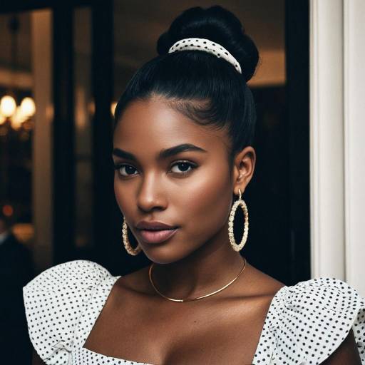 Elegant Dark-Skinned Woman with Hair Bun
