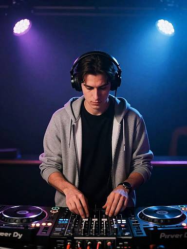 Male DJ Mixing Music in Nightclub