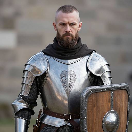 Bearded Man in Shiny Medieval Armor