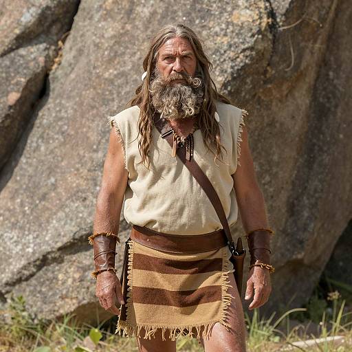 Man in Caveman Costume Standing Outdoors