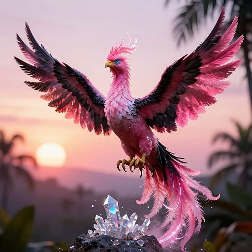 Ethereal Pink and Black Phoenix