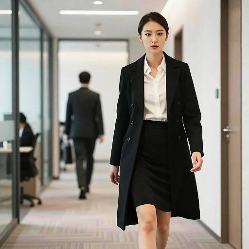 Confident Businesswoman Walking in Office Hallway