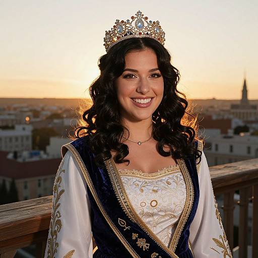 Joyful Bride in Royal Costume