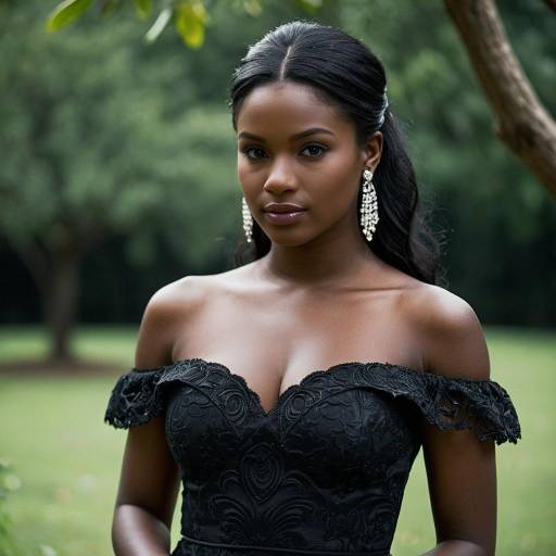 Elegant Black Off-Shoulder Dress Outdoors