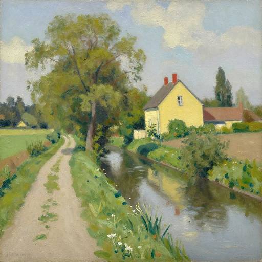 Impressionistic Serene Rural Landscape