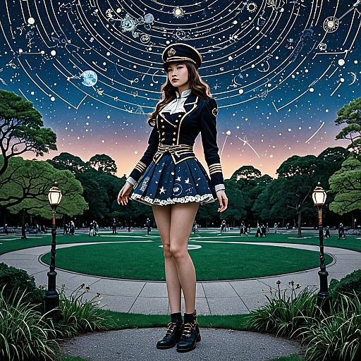 Steampunk Girl Captain in Fantasy Park