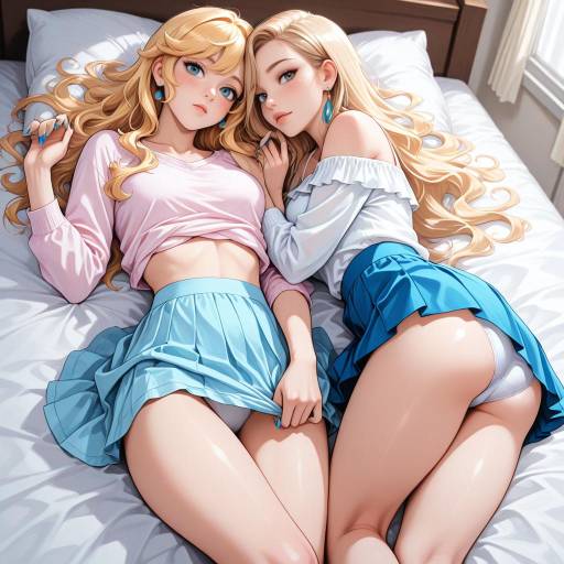 Girls in Lingerie on Bed