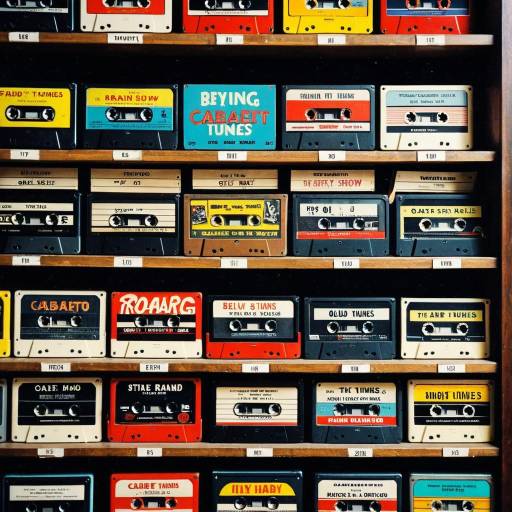 Shelf of Vintage Cassette Tapes