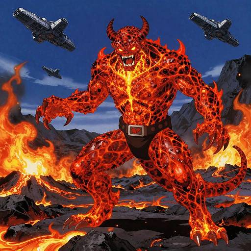 Ferocious Lava Demon vs Sky Battleships