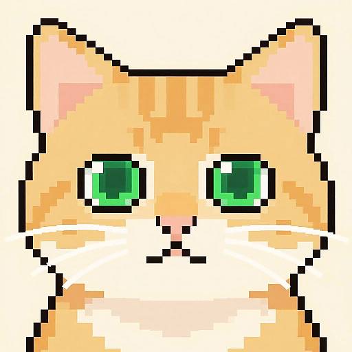 Vibrant Retro Pixel Art Cat Face