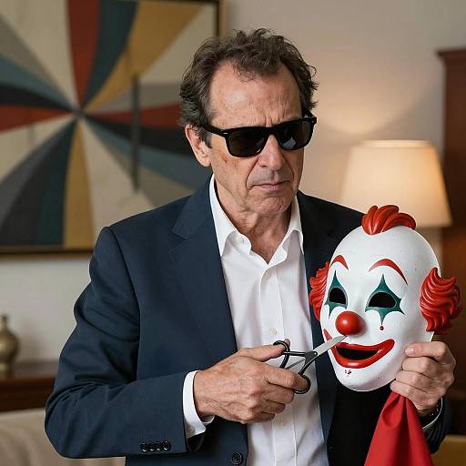 Intense Encounter with a Clown Mask