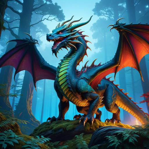 Majestic Dragon in Misty Twilight Forest Majestic Dragon in Misty Twilight Forest