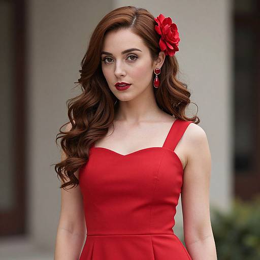 Woman in Red Jasmine Outfit