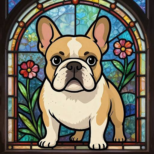 French Bulldog Stained Glass Illustration