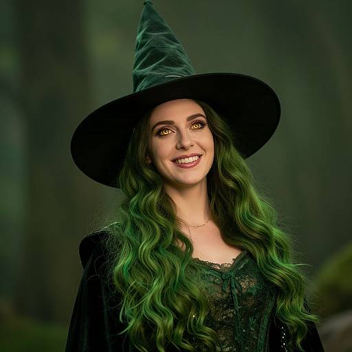 Confident Green Witch Casting Spell