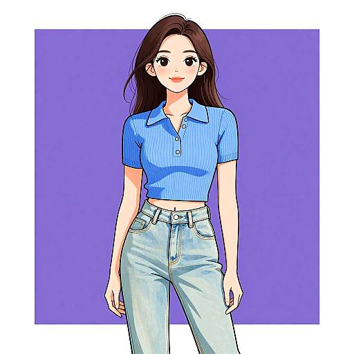 Casual Woman in Baby Blue Polo