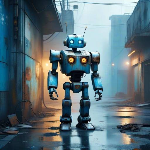 Futuristic Robot in an Urban Landscape