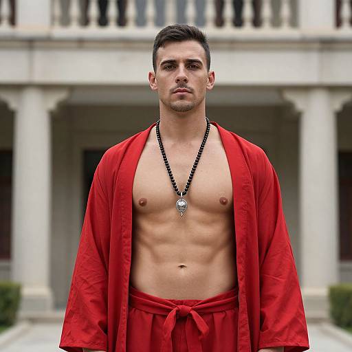 Shirtless Man in Red Robe