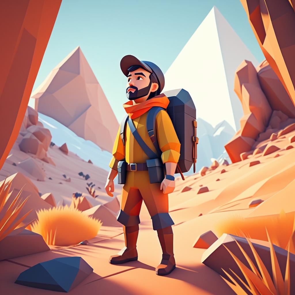 Brave Explorer in Low-Poly Adventure