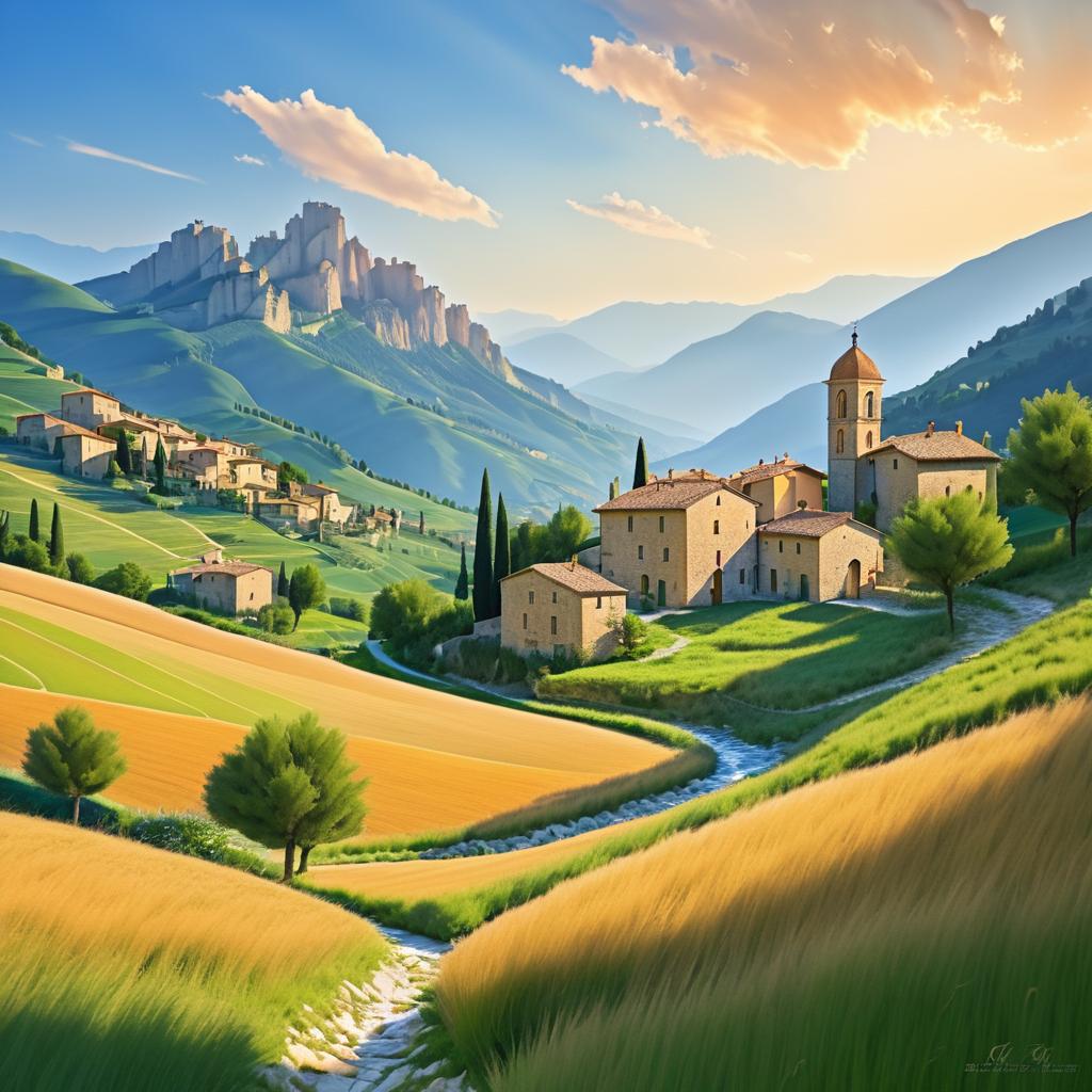 Enchanting Sunset in Medieval Italian Village