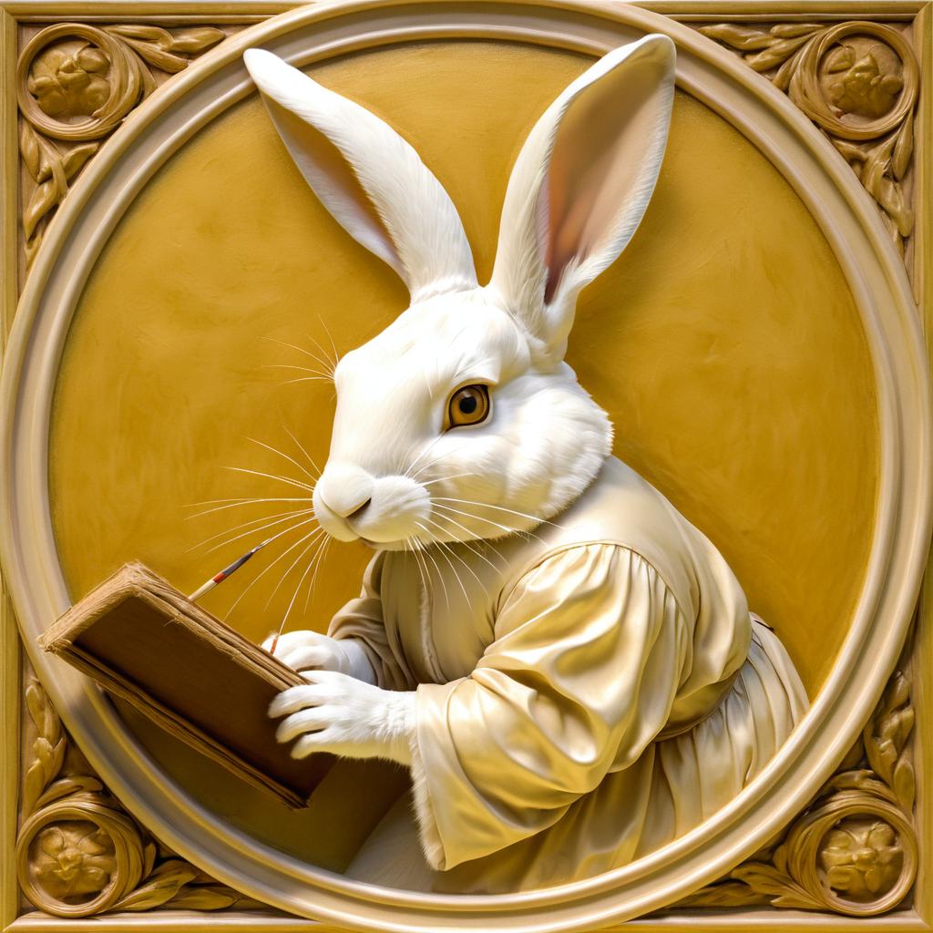 Mannerist Rabbit Painting a Canvas