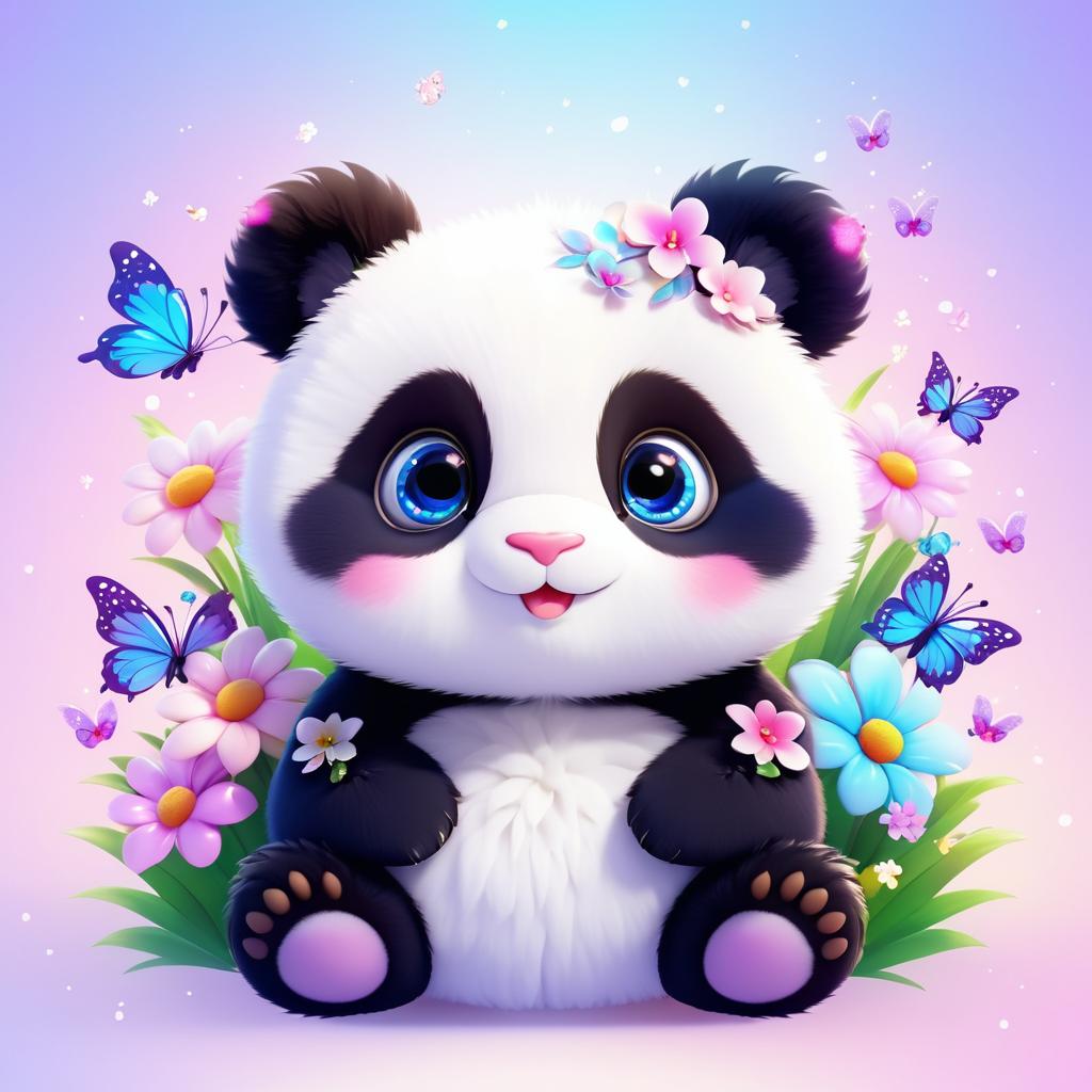 Adorable Panda Surrounded by Nature's Beauty