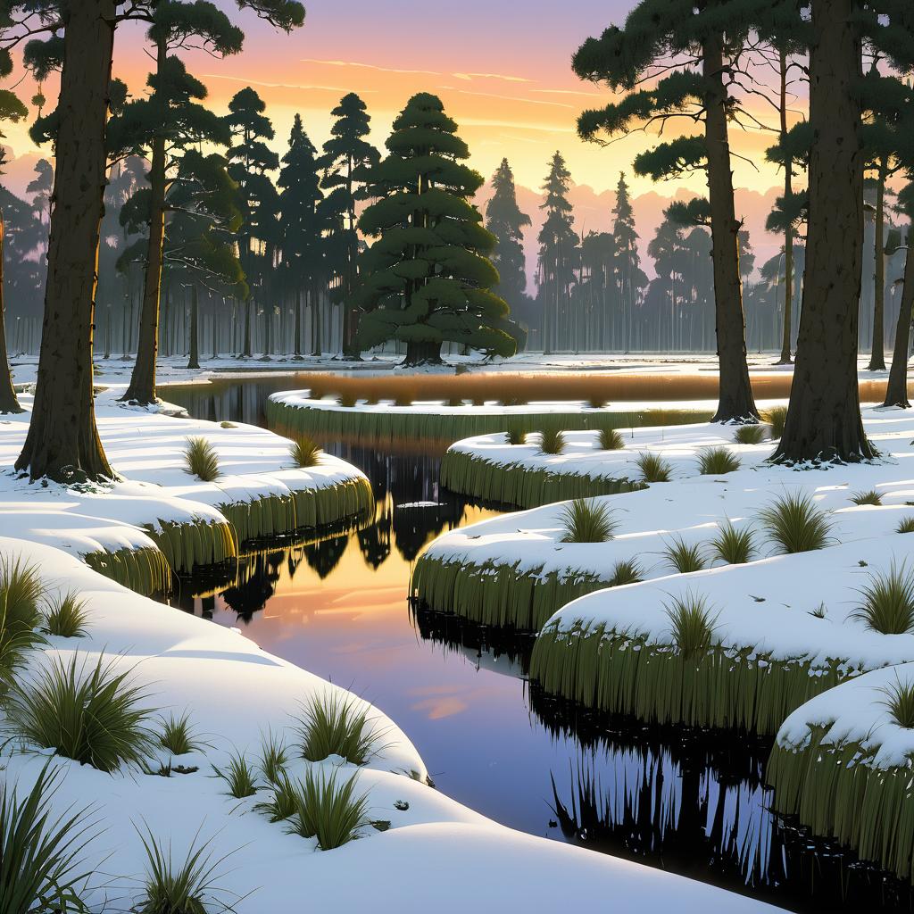 Tranquil Cypress Swampland in Twilight