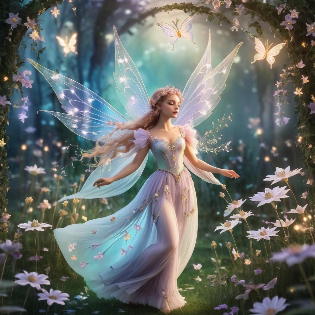 Enchanting Fairy Dancing in Floral Garden