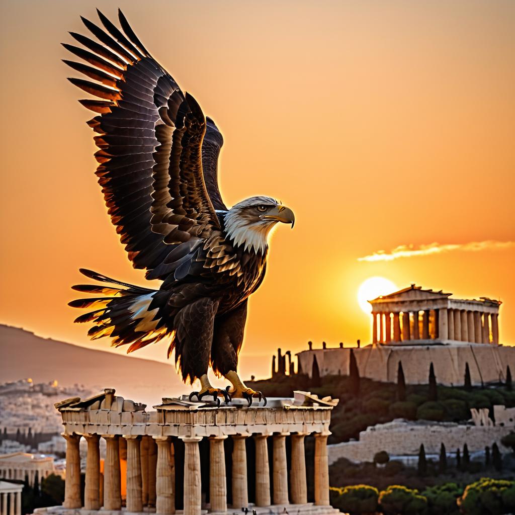 Majestic Eagle at Sunset over Acropolis