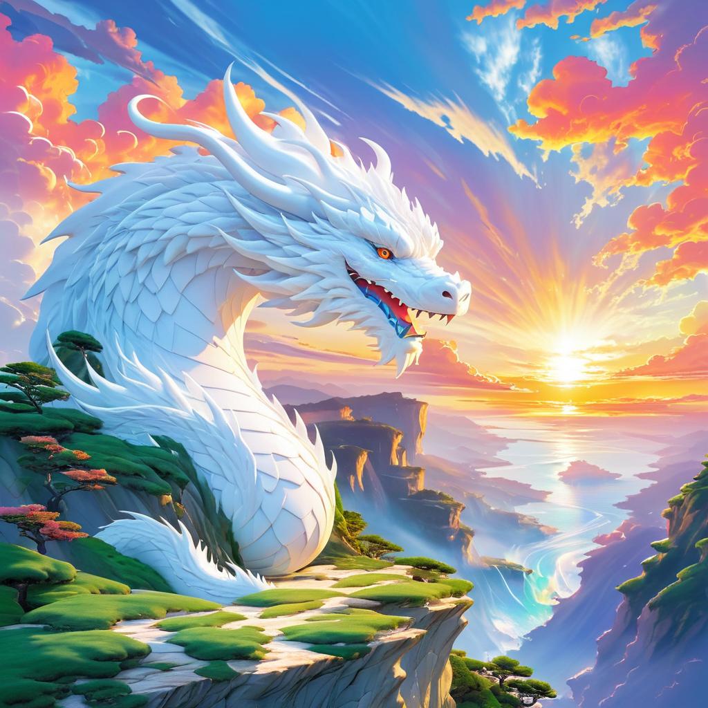 Chubby Dragon on a Sunset Cliff