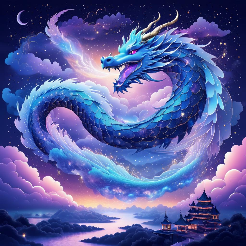 Surreal Dragon Weaving Clouds at Twilight