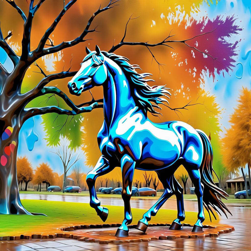 Dynamic Horse Animation Under Colorful Tree