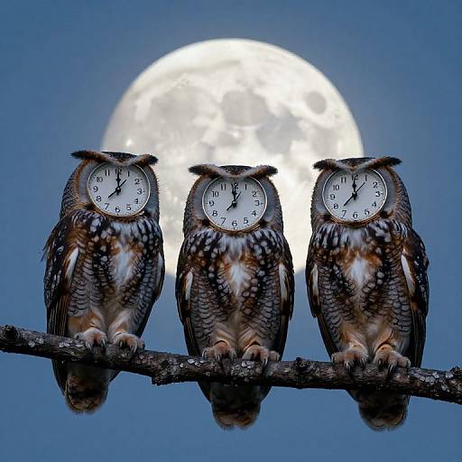 Surreal Owls with Clock Faces