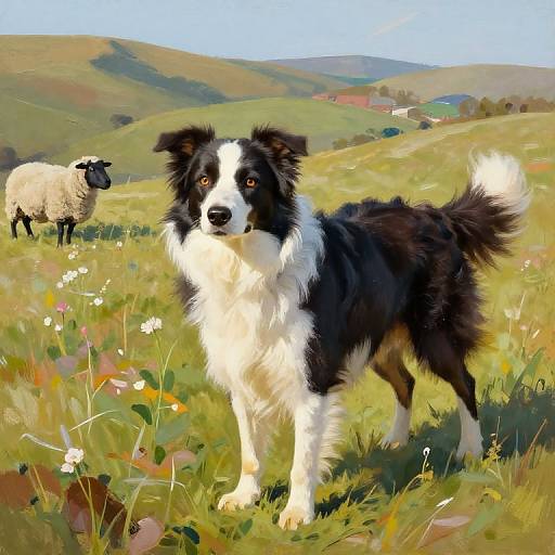 Impressionist Merle Border Collie Herding