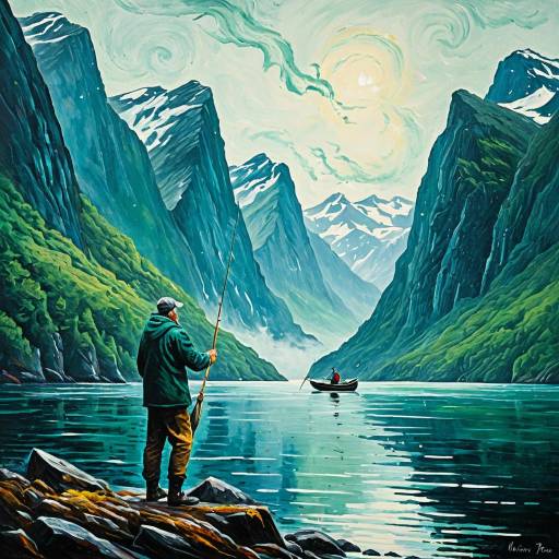 Solitary Fisherman in Mystic Fjord
