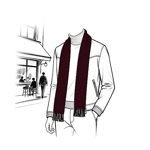 Minimalist Fashion Illustration with Burgundy Accent
