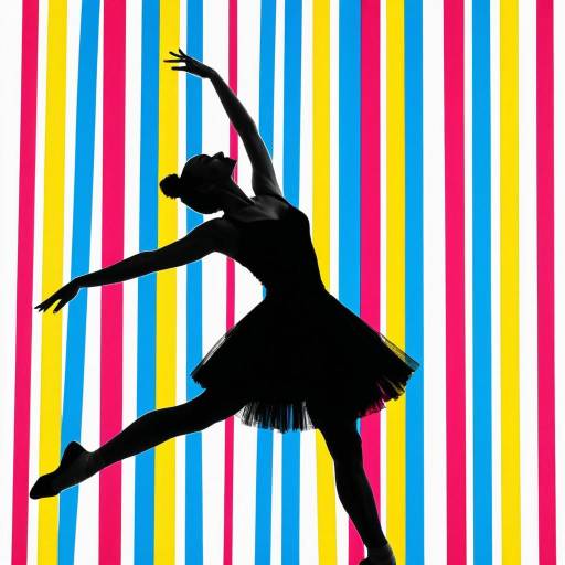 Silhouette Ballerina with Colorful Striped Background