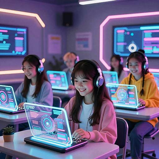Cyberpunk AI Tween Girls Classroom