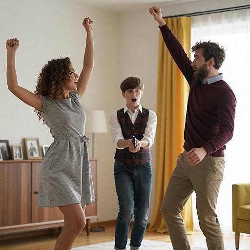 Energetic Dance Scene in Bright Living Room
