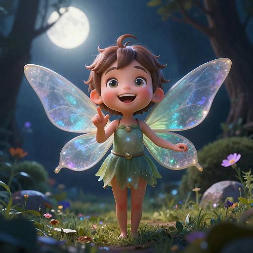 Jubilant Fairy in Enchanted Moonlight