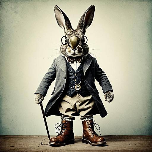 Whimsical Rabbit in Vintage Attire