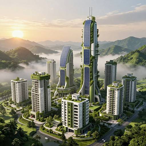 Futuristic Green Energy Cityscape