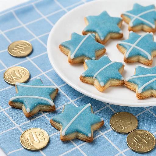 Blue Star Cookies with Gold Coins