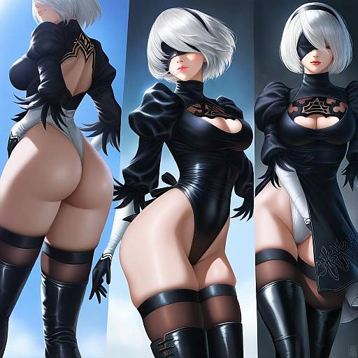 Illustration of 2b (nier:automata), nier (series) in the style of Limgae
