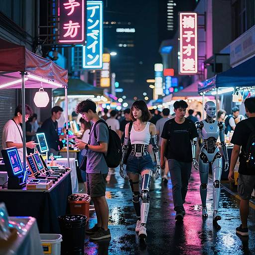 Cyberpunk Neon Market Scene