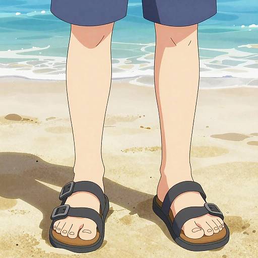 Anime Boy Feet in Summer Beachwear