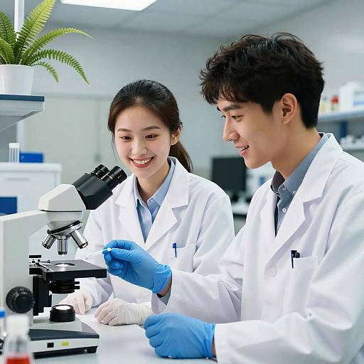 Smiling Young Scientists in Lab
